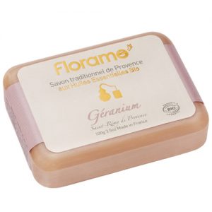 Florame天竺葵香皂，100克 - 经认证的有机化妆品