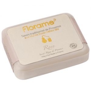 Florame bar soap Rose 100g - certified organic cosmetics from France